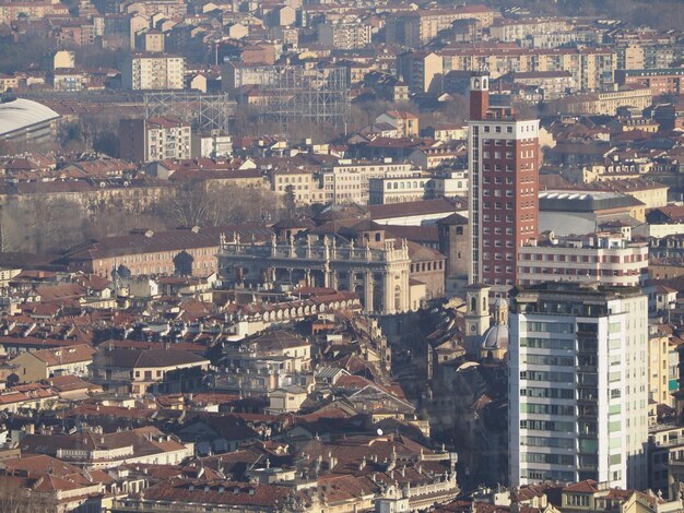 Vista aérea del centro de la ciudad de Turín