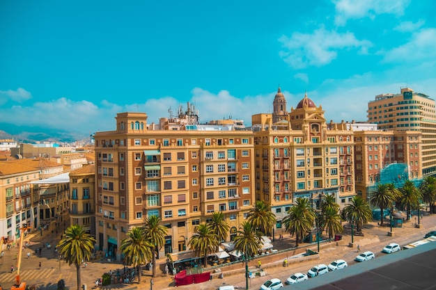 Vista aérea del centro de Málaga en la Avenida Alameda Principal