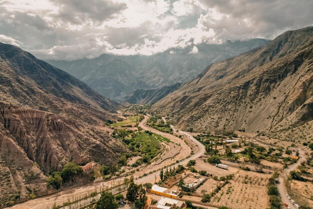 Vista aérea de Cerro siete colores Purmamarca Jujuy Argentina