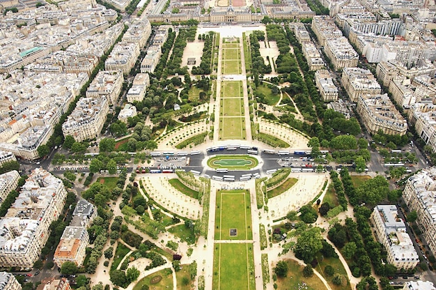 Vista aérea del Champ de Mars en la ciudad