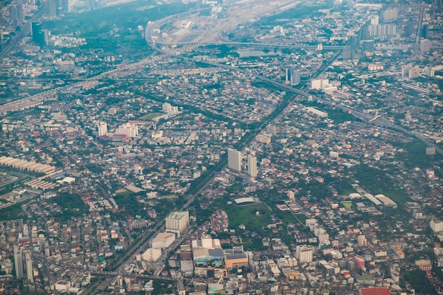 Foto vista aérea de la ciudad de bangkok, tailandia