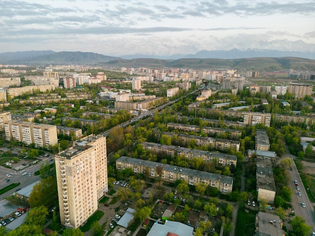 Vista aérea de la ciudad de Bishkek Kirguistán