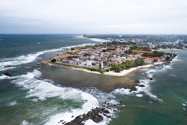 Foto vista aérea de la ciudad de galle, sri lanka