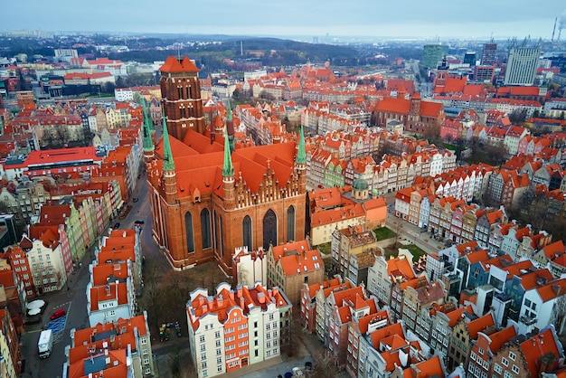 Vista aérea de la ciudad de Gdansk en Polonia