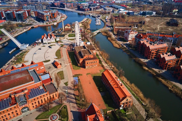 Vista aérea de la ciudad de Gdansk en Polonia