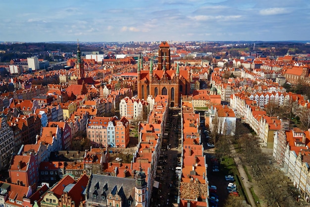 Vista aérea de la ciudad de Gdansk en Polonia