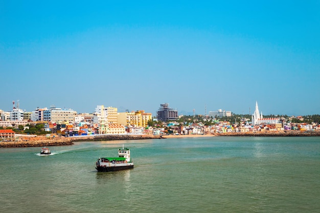 Foto vista aérea de la ciudad de kanyakumari india