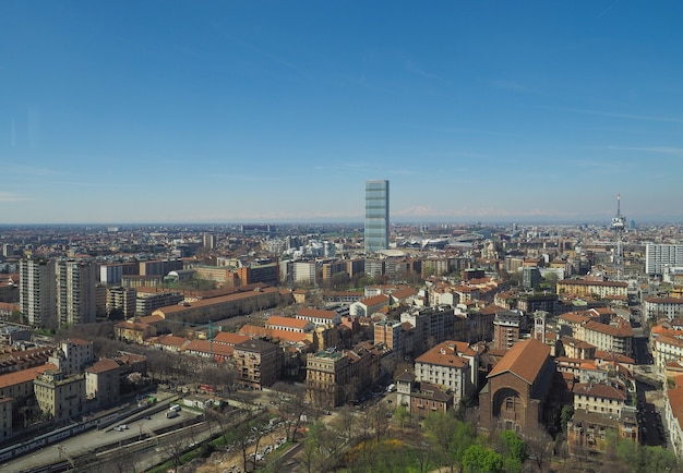 Foto vista aérea de la ciudad de milán en italia