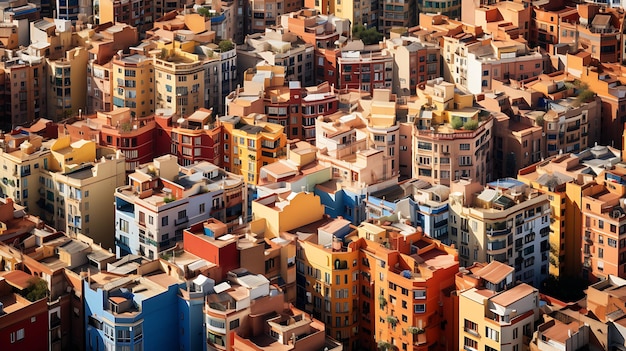 Foto una vista aérea de una ciudad con muchos edificios barcelona españa ai generativo