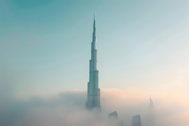 Vista aérea de una ciudad en la niebla