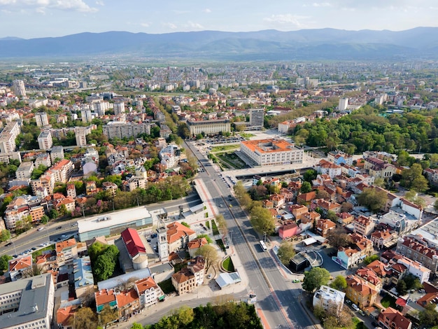 Vista aérea de la ciudad de Plovdiv, Bulgaria