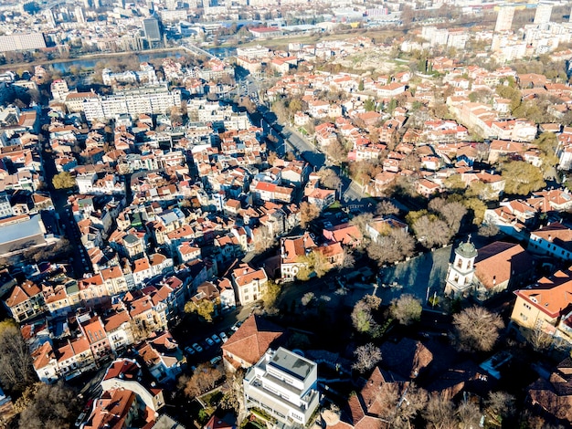 Vista aérea de la ciudad de Plovdiv, Bulgaria