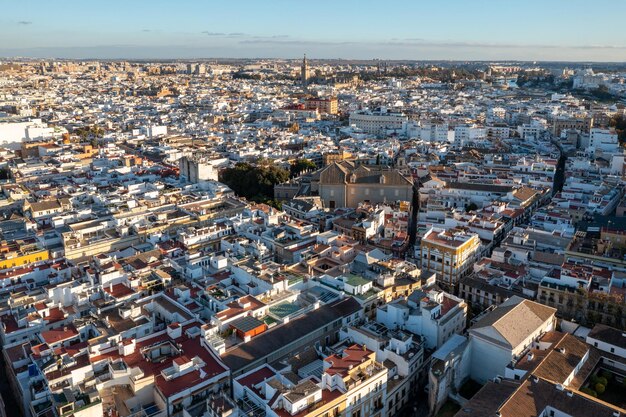 Vista aérea de la ciudad de Sevilla en la provincia de Sevilla Comunidad Autónoma de Andalucía de España Europa