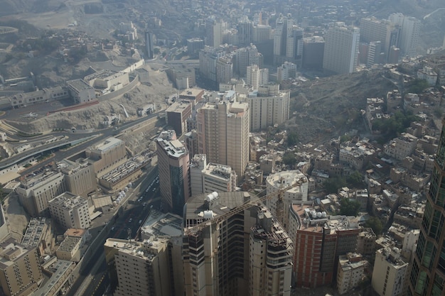 Vista aérea de la ciudad urbana de oriente medio con muchos edificios