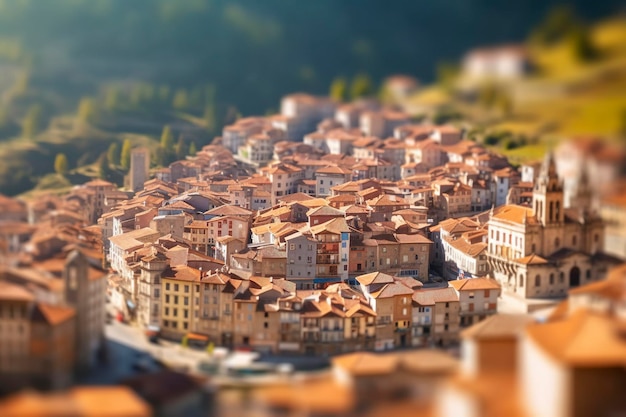 Vista aérea de la ciudad vasca de Zegama Ai generada