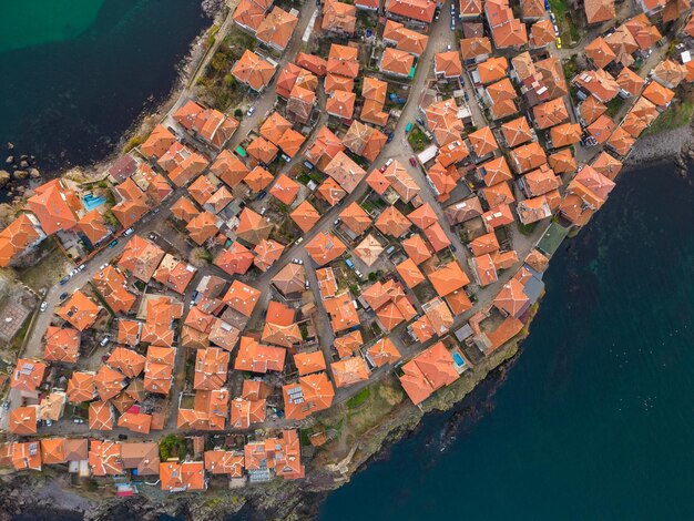 Vista aérea de la ciudad vieja Sozopol Burgas región Bulgaria