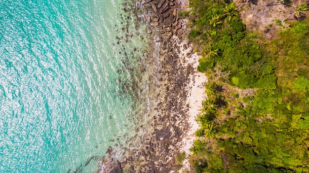 Vista aérea com mar e praia