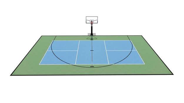 vista aérea de una combinación de render 3D de baloncesto y pickleball corte multi-deporte