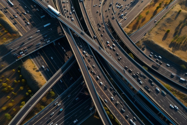 Vista aérea de una concurrida autopista interestatal