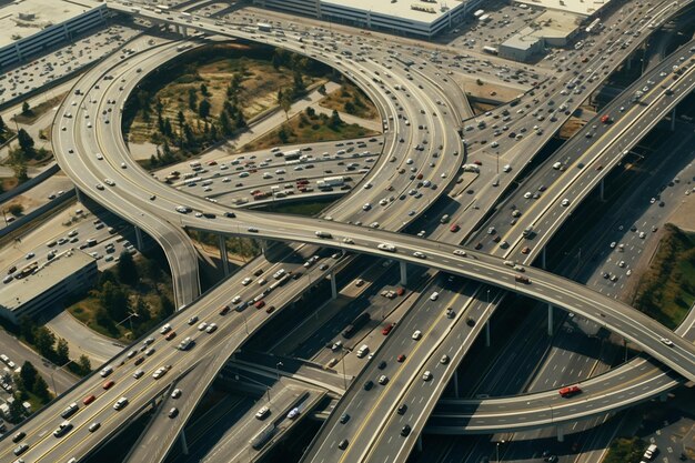 Vista aérea de una concurrida autopista interestatal