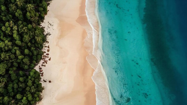 Vista aérea de la costa arenosa del mar turquesa