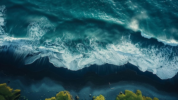 vista aérea de un cuerpo de agua con un montón de árboles generativo ai