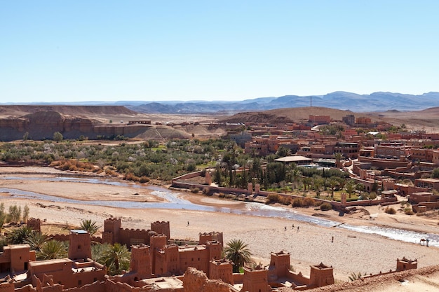 Vista aérea da aldeia fortificada de Ait Benhaddou