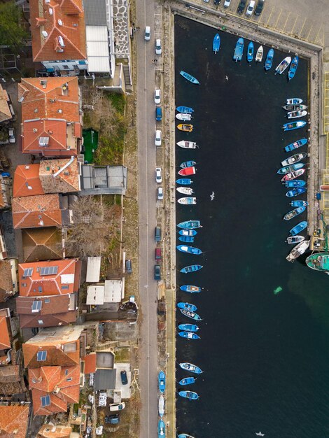 Vista aérea da antiga cidade de Sozopol Burgas, região da Bulgária