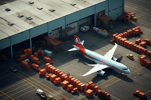 Foto vista aérea da área de carga