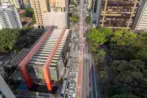 Foto vista aérea da avenida paulista paulista avenue e masp na cidade de são paulo brasil