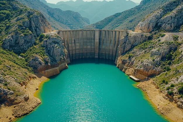 vista aérea da barragem moderna da maravilha