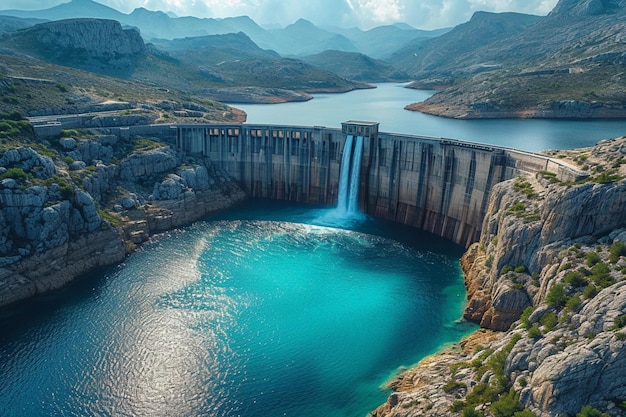 vista aérea da barragem moderna da maravilha