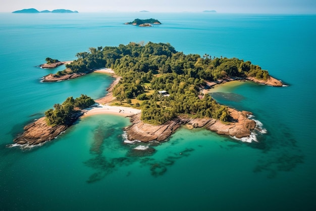 Vista aérea da bela ilha tropical