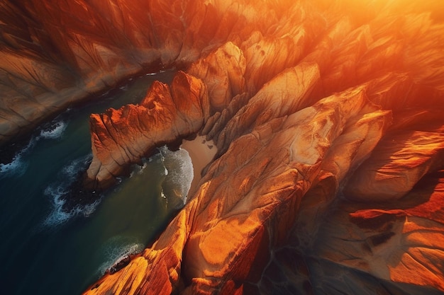 Vista aérea da bela natureza Ai generative