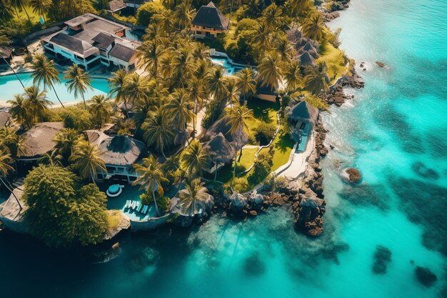 Vista aérea da bela região de Zanzibar, na Tanzânia