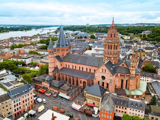 Vista aérea da Catedral de Mainz Alemanha