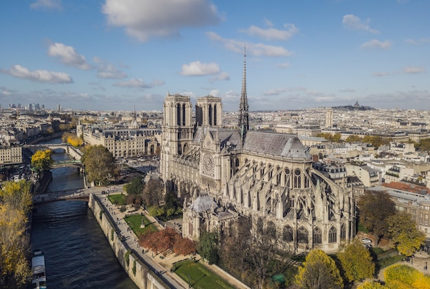 Vista aérea da Catedral de Notre Dame de Paris