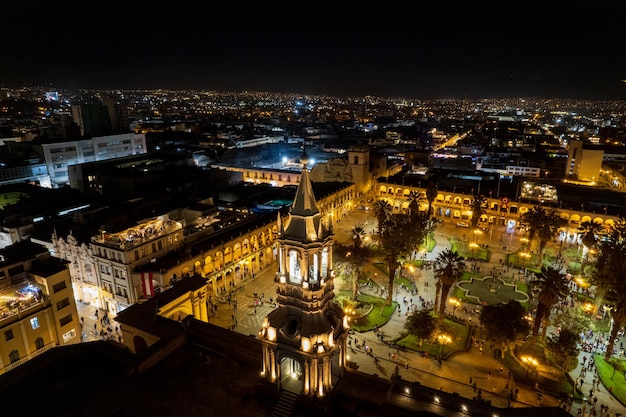 Vista aérea da cidade de Arequipa desde a Plaza de Armas