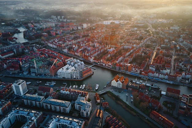 Vista aérea da cidade de Gdansk, na Polônia