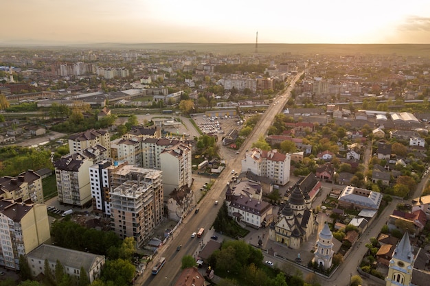 Vista aérea da cidade de Ivano-Frankivsk, Ucrânia.