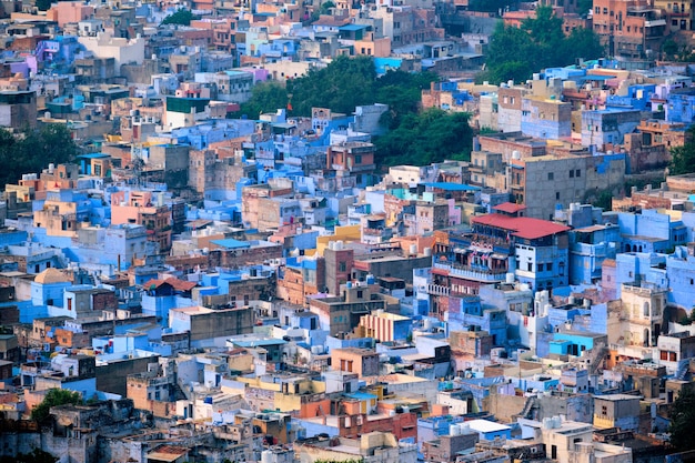 Vista aérea da cidade de jodhpur blue jodphur rajasthan índia