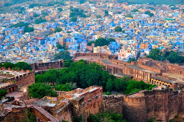Vista aérea da cidade de Jodhpur Blue. Jodphur, Rajasthan, Índia