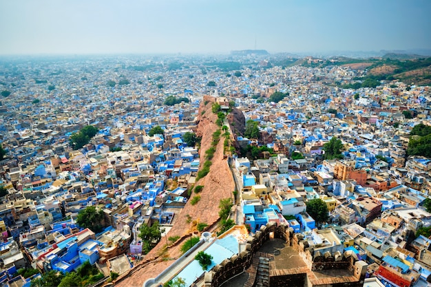 Vista aérea da cidade de Jodhpur Blue. Jodphur, Rajasthan, Índia