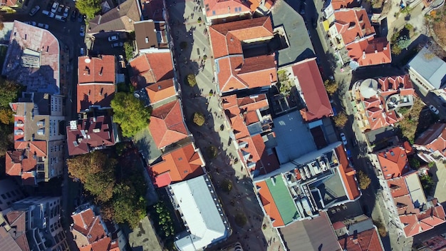 Vista aérea da cidade de Plovdiv Bulgária