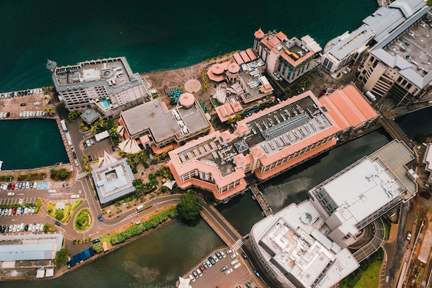 Vista aérea da cidade de Port-Louis, Maurício, África.