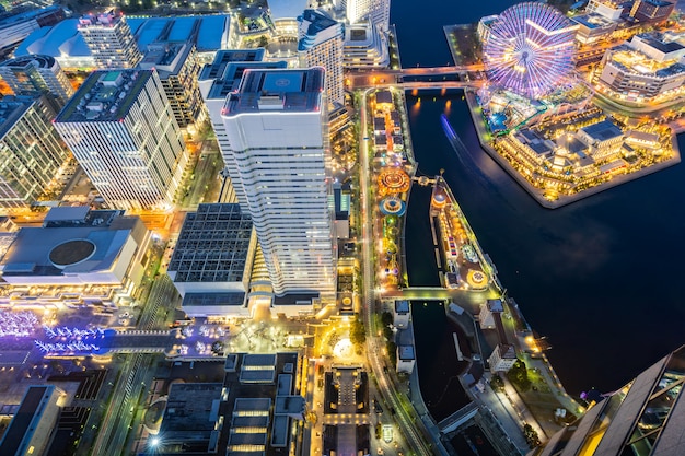 Vista aérea da cidade de Yokohama