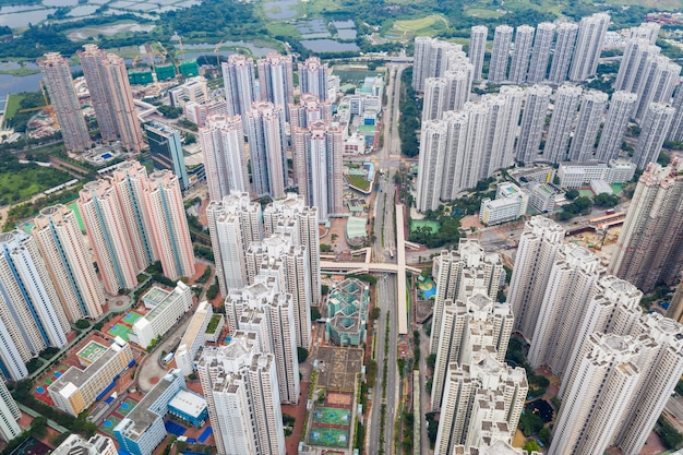 Vista aérea da cidade urbana de Hong Kong