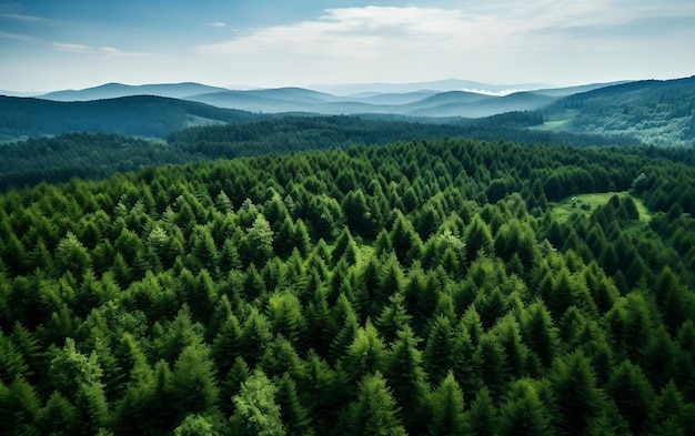 Vista aérea da floresta verde