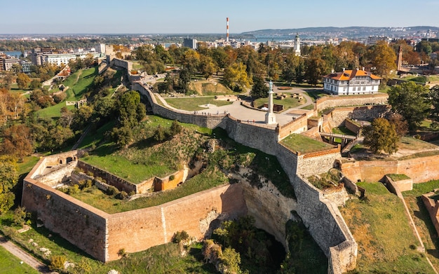 Vista aérea da fortaleza de kalemegdan