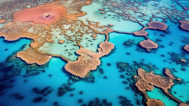 Vista aérea da Grande Barreira de Coral em Cairns, Austrália